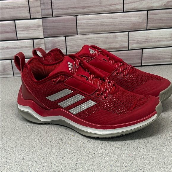 Adidas Crimson Sneakers size 4.5Y Youth shoes with Metallic Stripes - Picture 6 of 16